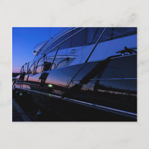 Yacht in the marina after sunset postcard