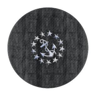 Yacht Naval Flag Anchor and Stars Cutting Board