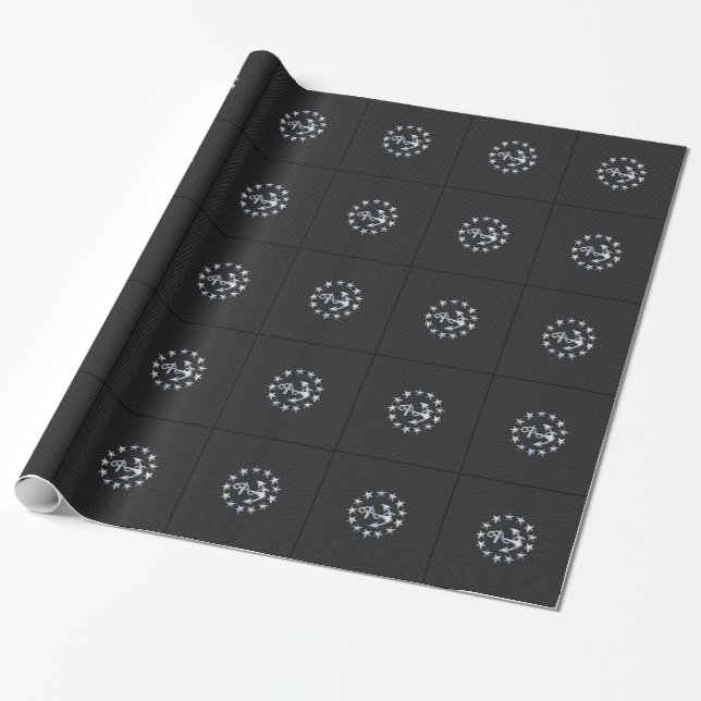 Yacht Naval Flag Anchor and Stars Wrapping Paper (Unrolled)