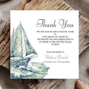 Yacht on the Ocean Funeral Thank You Cards