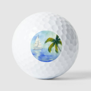 Yacht on the sea Palma Golf Balls