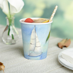 Yacht on the sea Palma Paper Cups