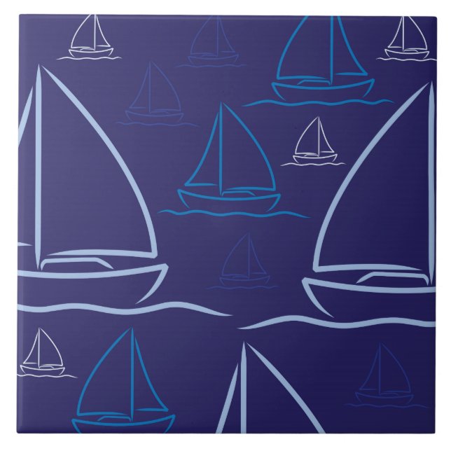 Yacht pattern ceramic tile (Front)