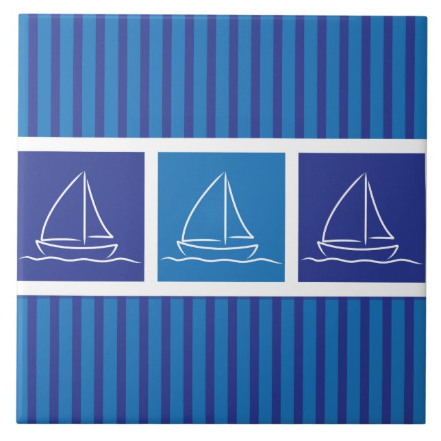 Yacht pattern ceramic tile (Front)