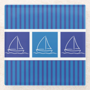 Yacht pattern glass coaster