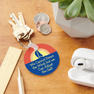 Yacht Racing Sailing With Sunset Key Ring