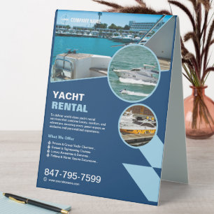 Yacht Rental Business Table Tent Sign