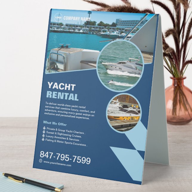 Yacht Rental Business Table Tent Sign (In SItu (Table))