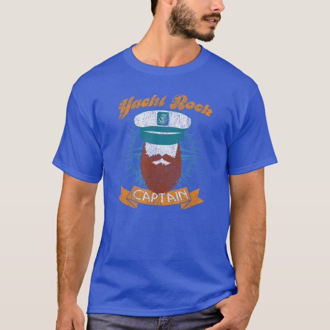 Yacht Rock Captain Party Boat Drinking Bearded boy T-Shirt (Front)