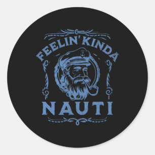 Yacht Rock Party Nauti Motor Boat Captain Love Mot Classic Round Sticker