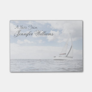 Yacht Sailing In Open Sea Post-it Notes