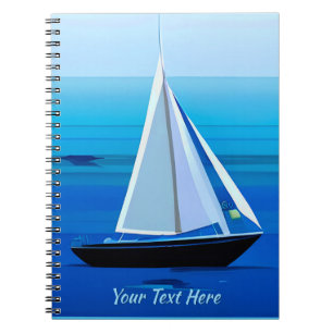 Yacht Under Sail, Cobalt Blue Notebook