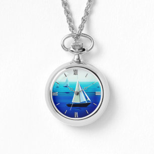 Yacht Under Sail, Cobalt Blue    Watch
