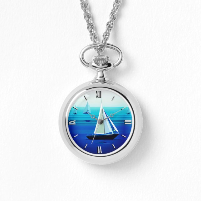 Yacht Under Sail, Cobalt Blue    Watch (Front)