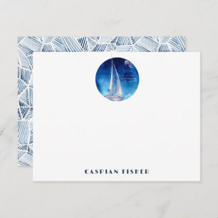 Yacht Watercolor Stationery Note Card