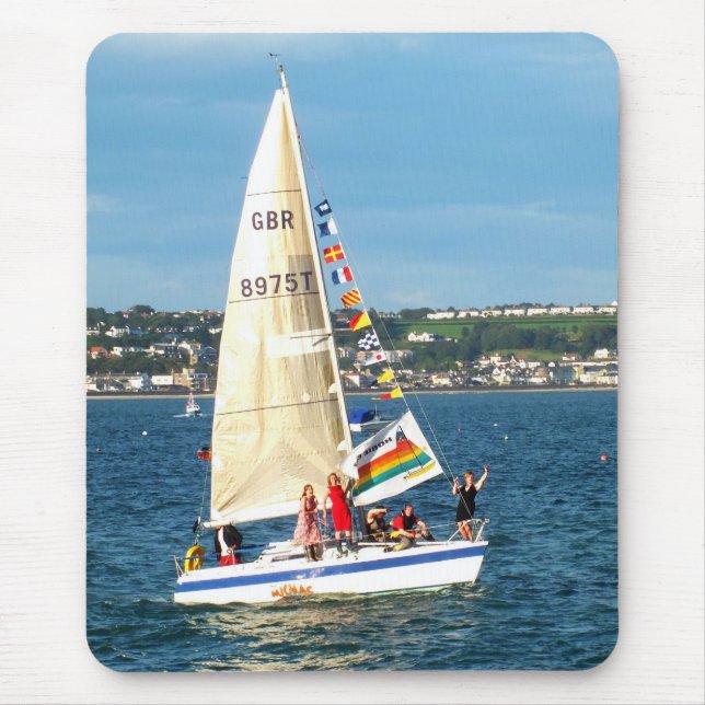 Yacht with flags mouse pad (Front)