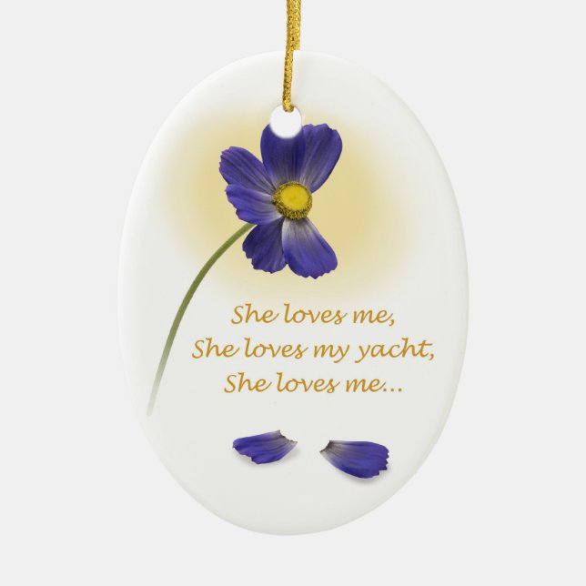 YachTees_"She Loves Me, She Loves My Yacht" Ceramic Tree Decoration (Front)