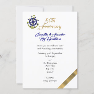 Yachting themed 50th wedding anniversary invitation