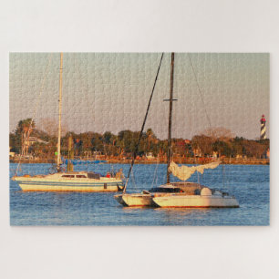 Yachts and lighthouse, St Augustine, USA Jigsaw Puzzle