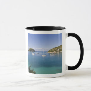 Yachts at anchor, Lakka, Paxos, Greece Mug