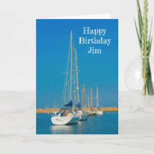 Yachts in a Row Painting Birthday Card