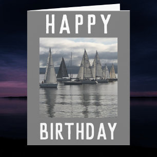 Yachts on a Silvery Sea in Scotland. Birthday Card
