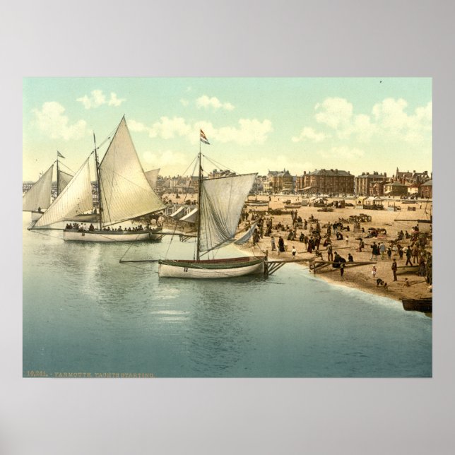 Yachts Starting at Yarmouth, Norfolk, England Poster (Front)