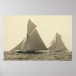 Yachts Valkyrie II and Vigilant Race for America's Poster