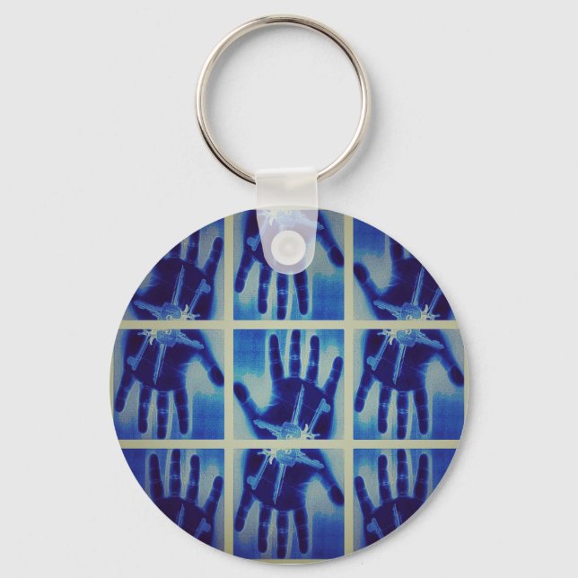 yaei creepy blue hands gonna terrorizing your life key ring (Front)