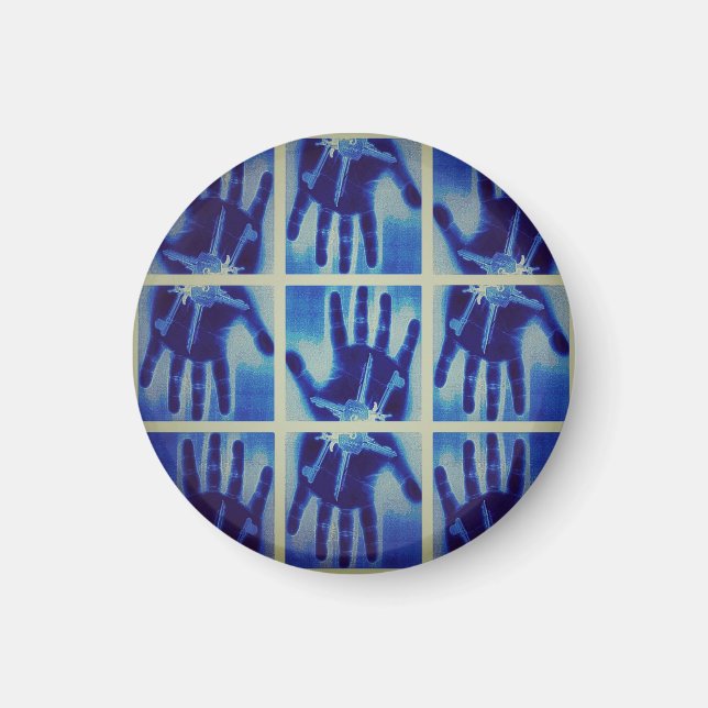 yaei creepy blue hands gonna terrorizing your life magnet (Front)