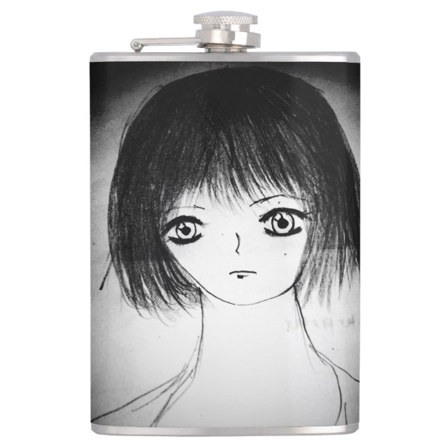 yaei cute manga anime kawaii girl    hip flask (Front)