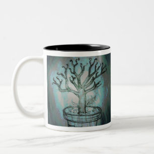 yaei dead bonsai tree Two-Tone coffee mug
