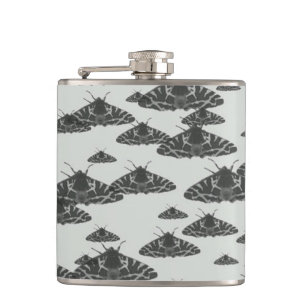 yaei moth butterfly hip flask