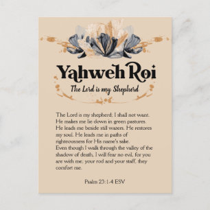 Yahweh Roi Names of God Devotional Scripture Postcard