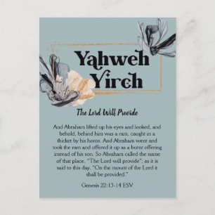 Yahweh Yireh Names of God Devotional Scripture Postcard