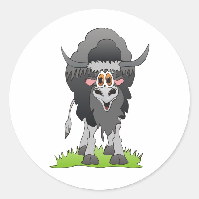 Yak Black Classic Round Sticker (Front)