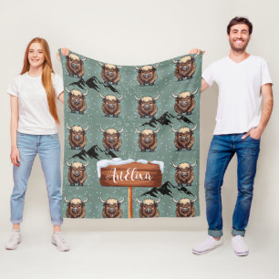 Yak Black Mountain Print Fleece Blanket