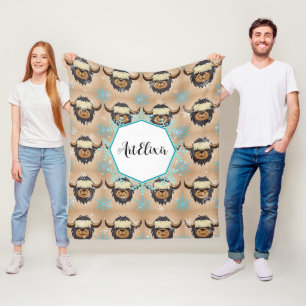 Yak Black Snowflakes Print Fleece Blanket