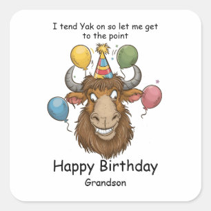 Yak head with ballloons cartoon square sticker
