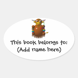 Yak playing with Yo-Yos Oval Sticker