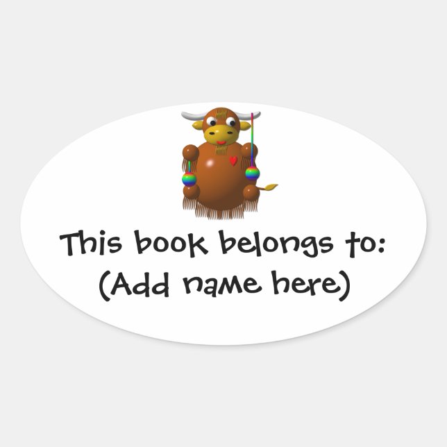 Yak playing with Yo-Yos Oval Sticker (Front)