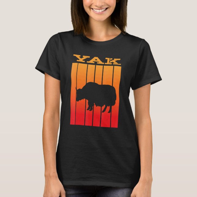 Yak Shadow Silhouette At Sunset T-Shirt (Front)