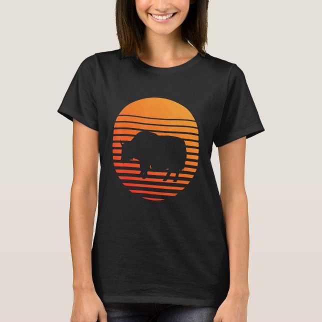 Yak Shadow Silhouette In Front Of A Sun T-Shirt (Front)