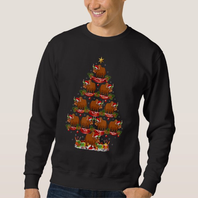 Yak   Xmas Holiday Santa Yak Christmas Tree Sweatshirt (Front)