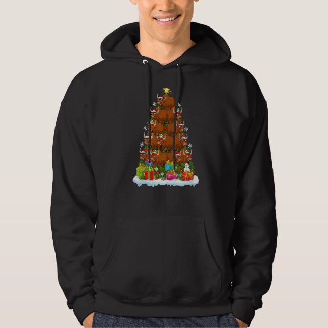 Yak  Xmas Holiday  Yak Christmas Tree Hoodie (Front)