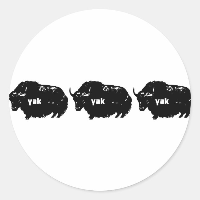Yak Yak Yak Classic Round Sticker (Front)
