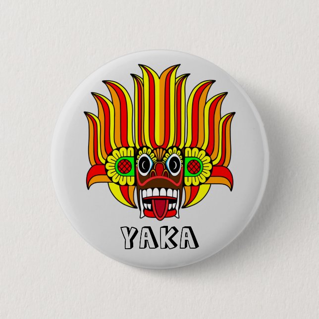 Yaka (Sri Lanka devil) design  6 Cm Round Badge (Front)