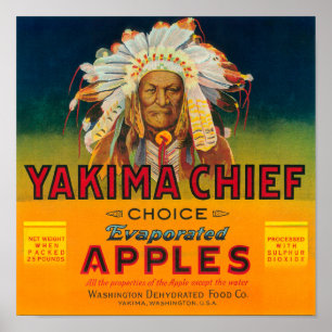 Yakima Chief Apple Label - Yakima, WA Poster