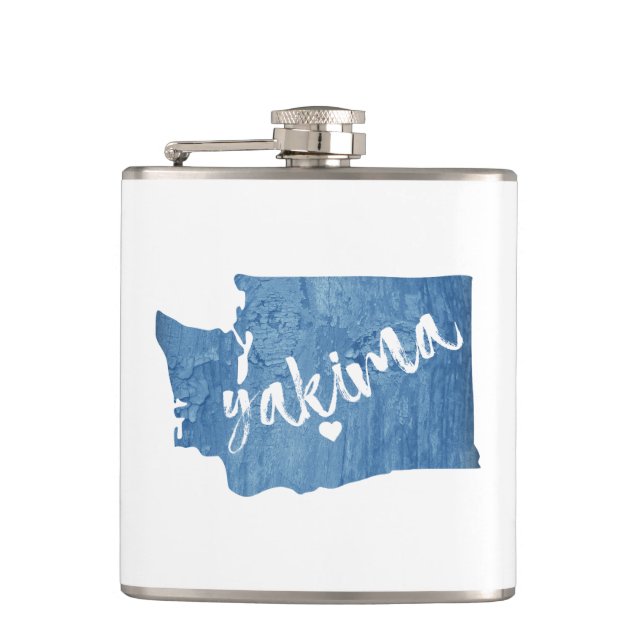 Yakima Washington Wood Grain Hip Flask (Front)