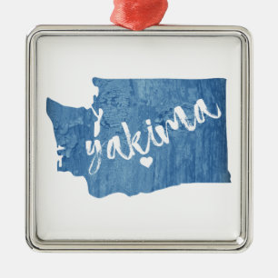 Yakima Washington Wood Grain Metal Ornament